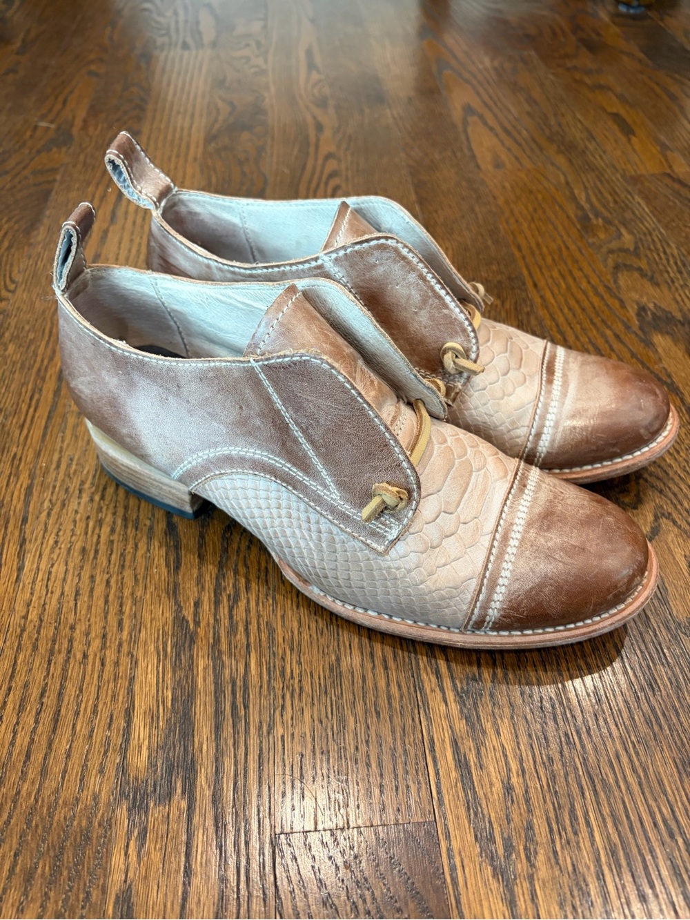 freebird Two-Tone Brown & Cream Leather Loafers